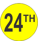 Twenty Fourth (24th) Fluorescent Circle or Square Labels